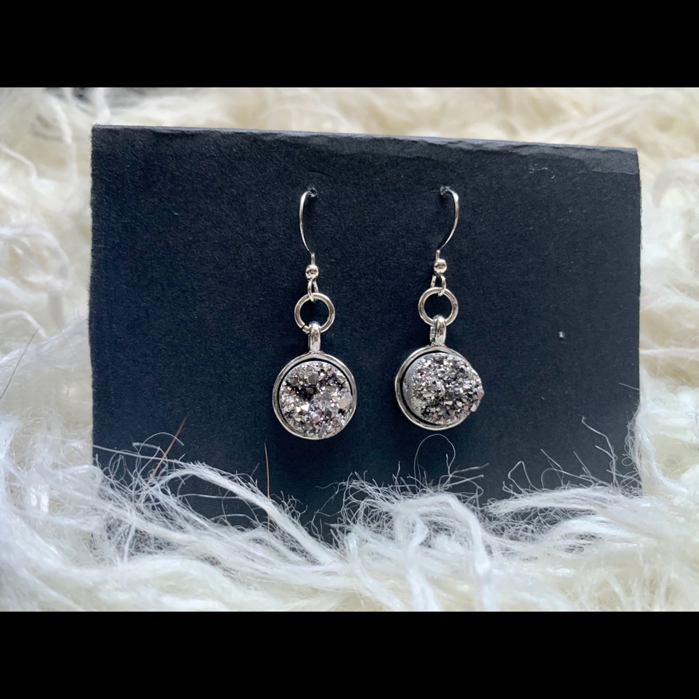 Cute Druzy Earrings Sterling Silver